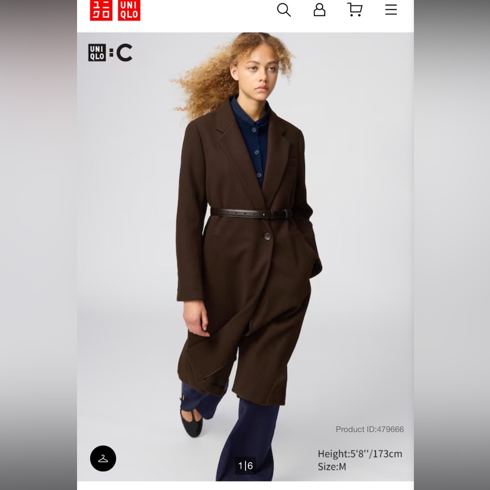 Uniqlo Dark Brown Long Wool blend Coat